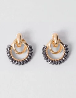 Beaded Oorbellen Goud/Grijs