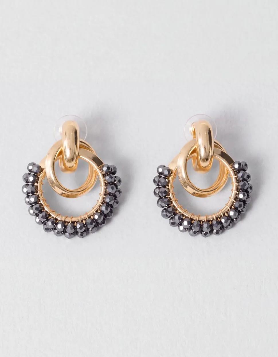 Beaded Oorbellen Goud/Grijs