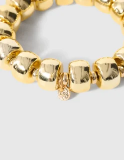 Beaded Wheel Hart Armband Goud