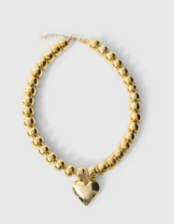 Beaded Wheel Hart Ketting Goud