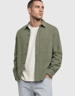 Block Jacquard Overshirt Groen