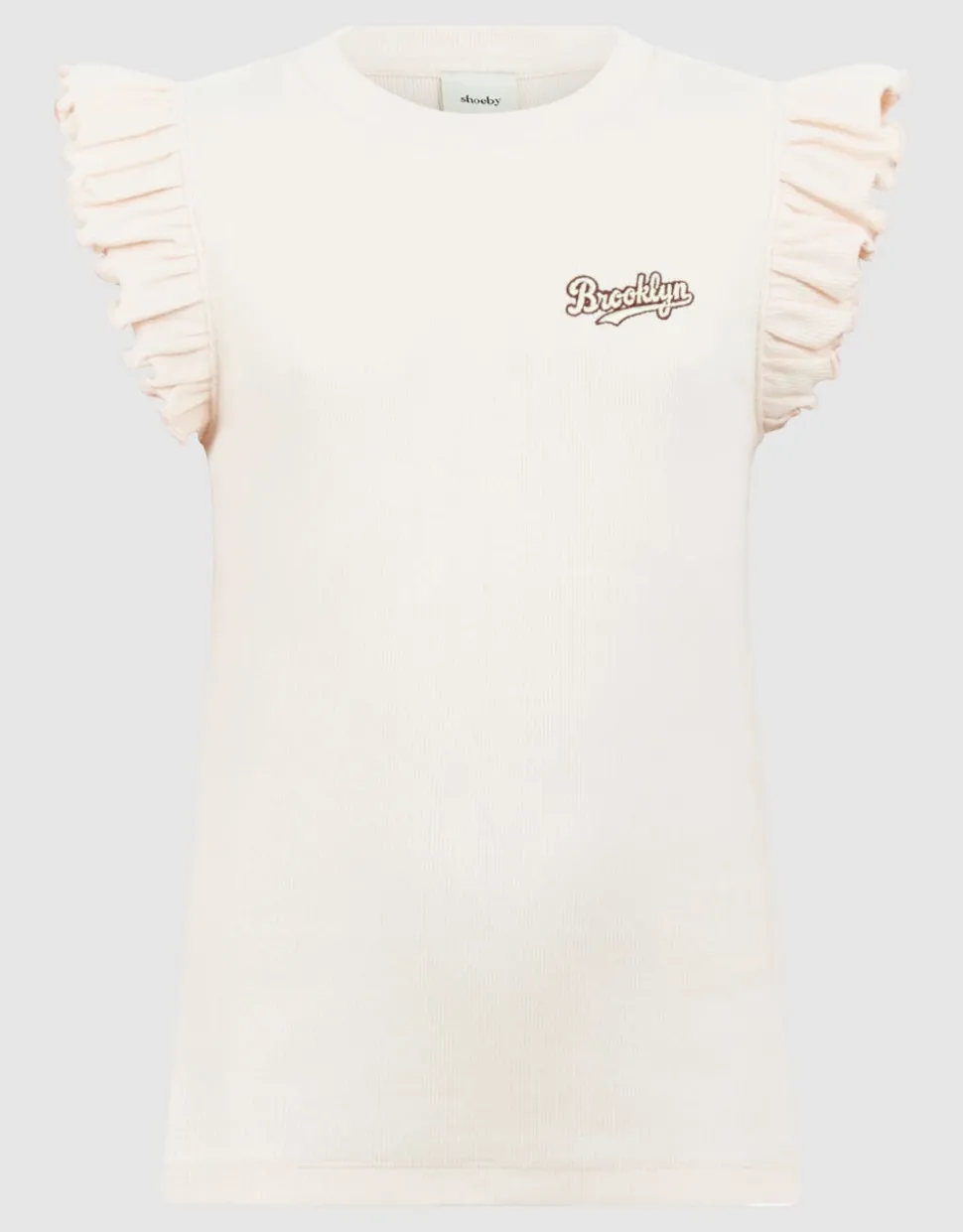 Brooklyn Ruffle Rib Top Gebroken Wit