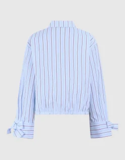 Burgundy Pinstripe Strass Blouse Lichtblauw