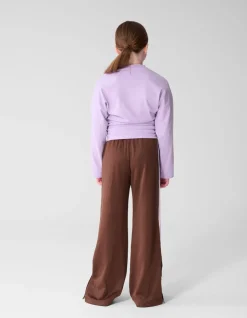 Button Wide Leg Fit Broek Bruin