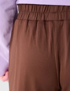 Button Wide Leg Fit Broek Bruin