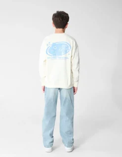 Café Artwork Sweater Gebroken Wit