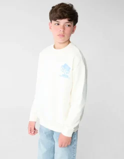 Café Artwork Sweater Gebroken Wit
