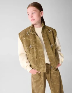 Camo Embellished Gilet Groen