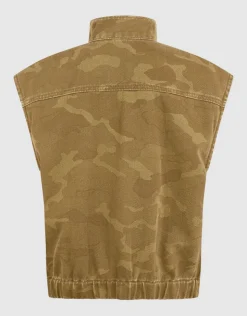 Camo Embellished Gilet Groen