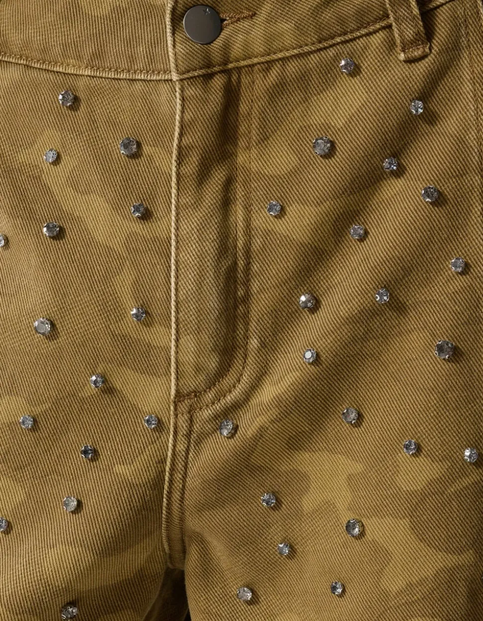 Camo Strass Jeans Khaki