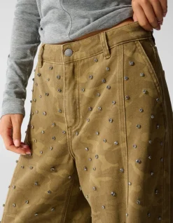 Camo Strass Jeans Khaki