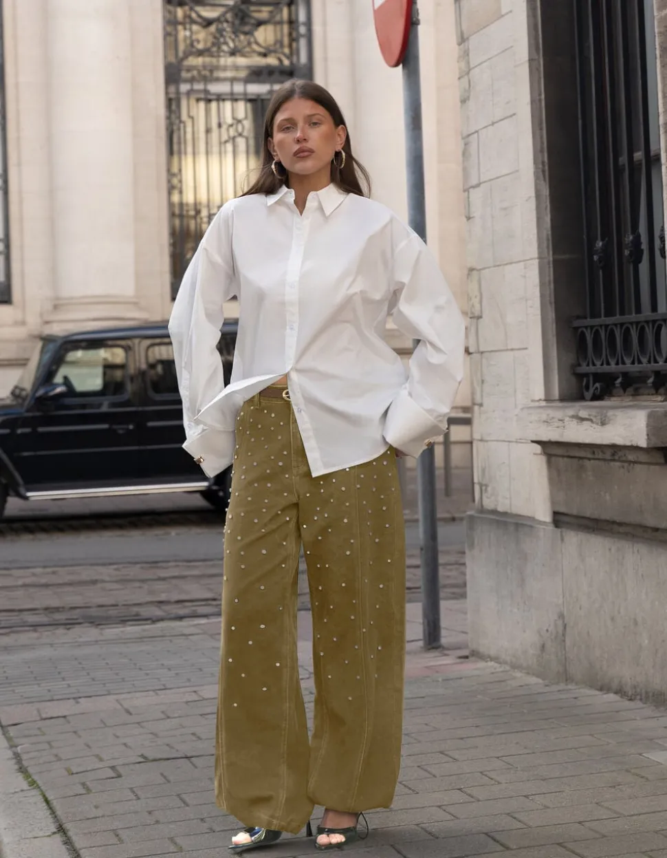 Camo Strass Jeans Khaki