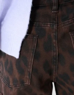 Cargo Leopard Print Jeans Bruin