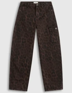 Cargo Leopard Print Jeans Bruin
