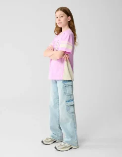 Cargo Wide Leg Fit Jeans Bleached