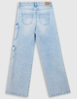 Cargo Wide Leg Fit Jeans Bleached