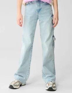 Cargo Wide Leg Fit Jeans Bleached
