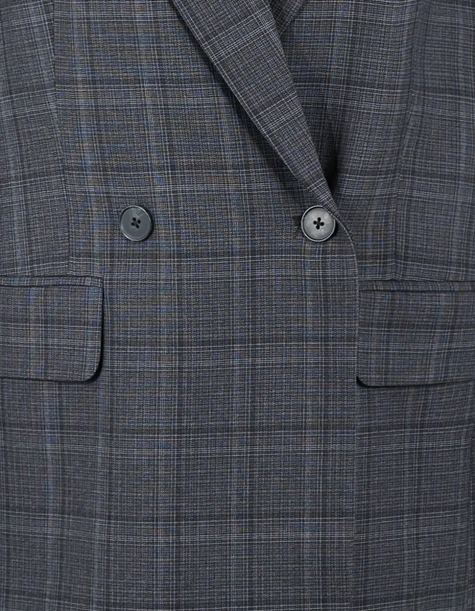 Check Blazer Jurk Donkergrijs