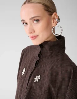 Check Bomber Blouse Donkerbruin