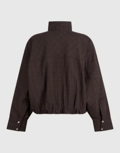 Check Bomber Blouse Donkerbruin
