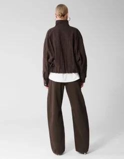Check Bomber Blouse Donkerbruin
