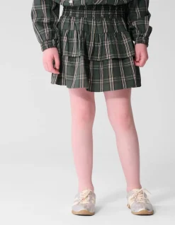 Check Ruffle Rok Groen