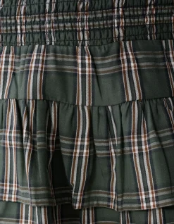 Check Ruffle Rok Groen