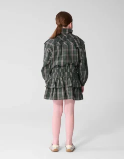 Check Ruffle Rok Groen