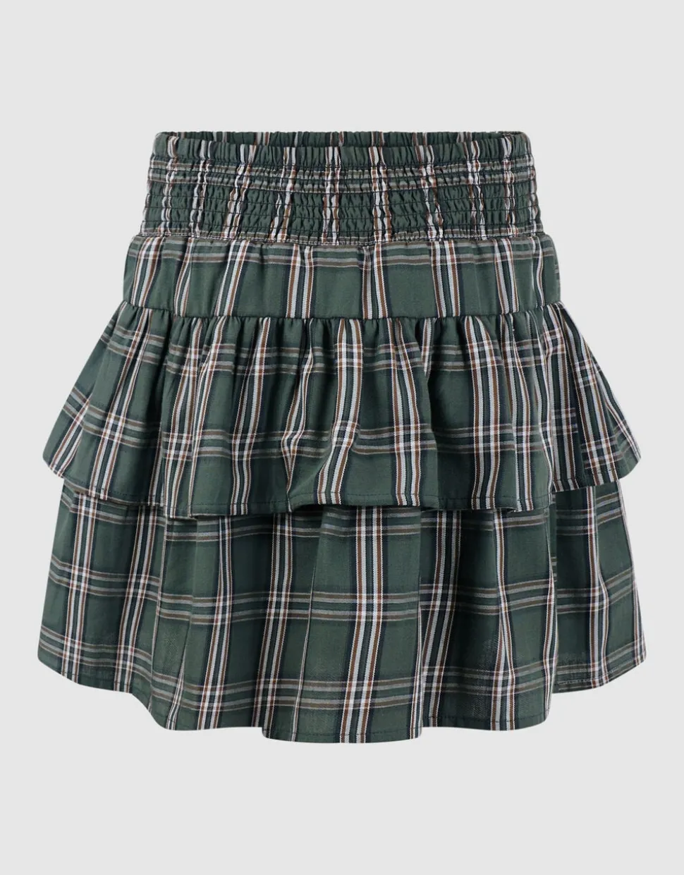 Check Ruffle Rok Groen
