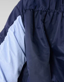 Check Satin Bomber Blauw