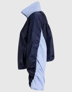 Check Satin Bomber Blauw