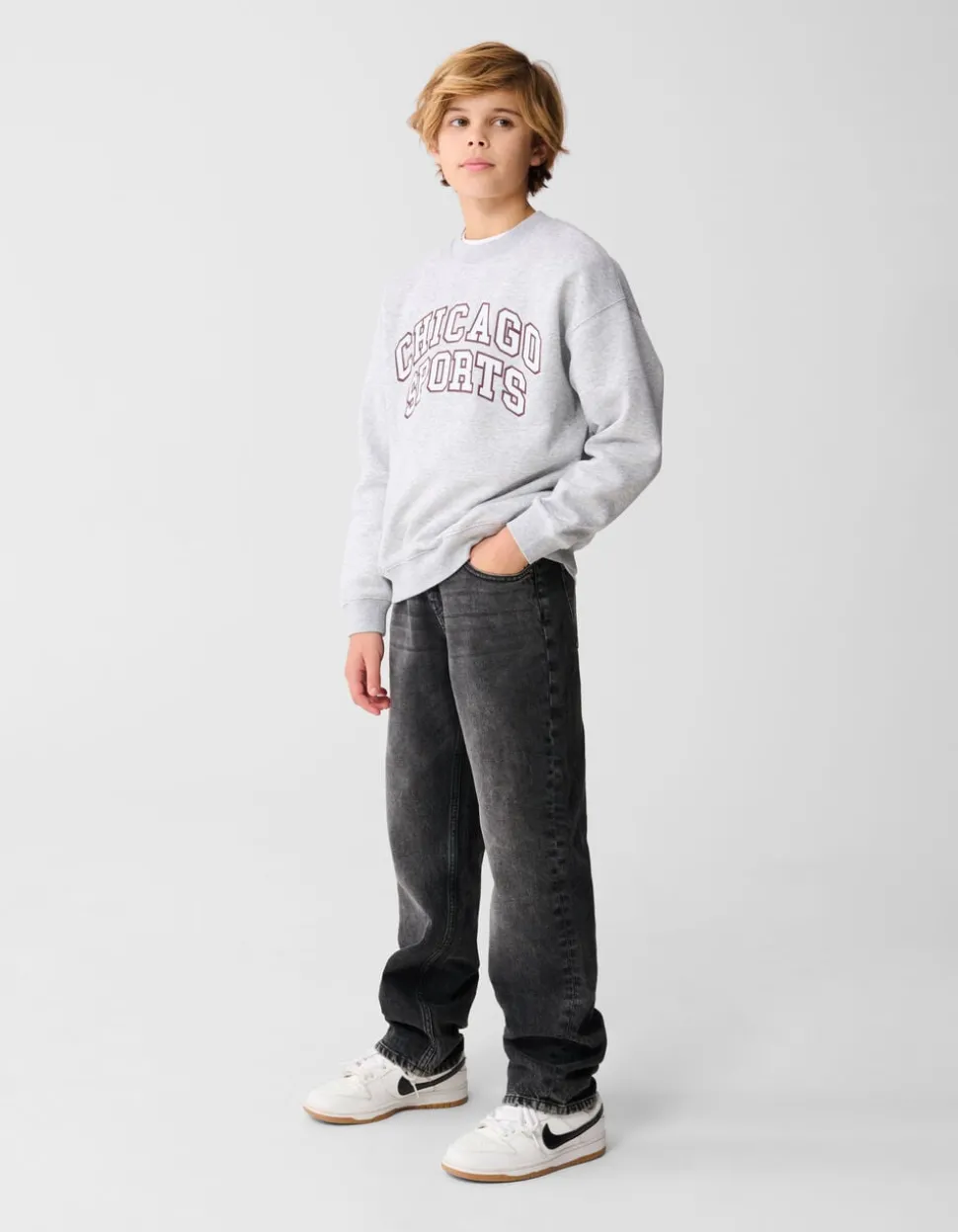 Chicago Artwork Sweater Lichtgrijs