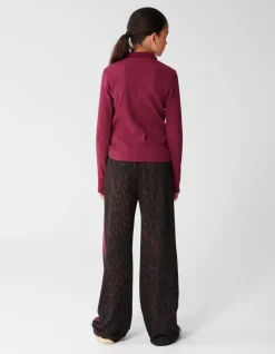 Collar Zip Longsleeve Top Donkerrood