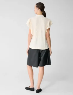 Crinkle Ruffle Top Gebroken Wit