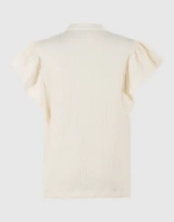 Crinkle Ruffle Top Gebroken Wit
