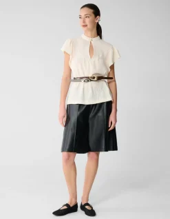 Crinkle Ruffle Top Gebroken Wit