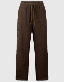 Crinkle Wide Leg Fit Broek Bruin