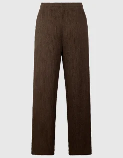 Crinkle Wide Leg Fit Broek Bruin