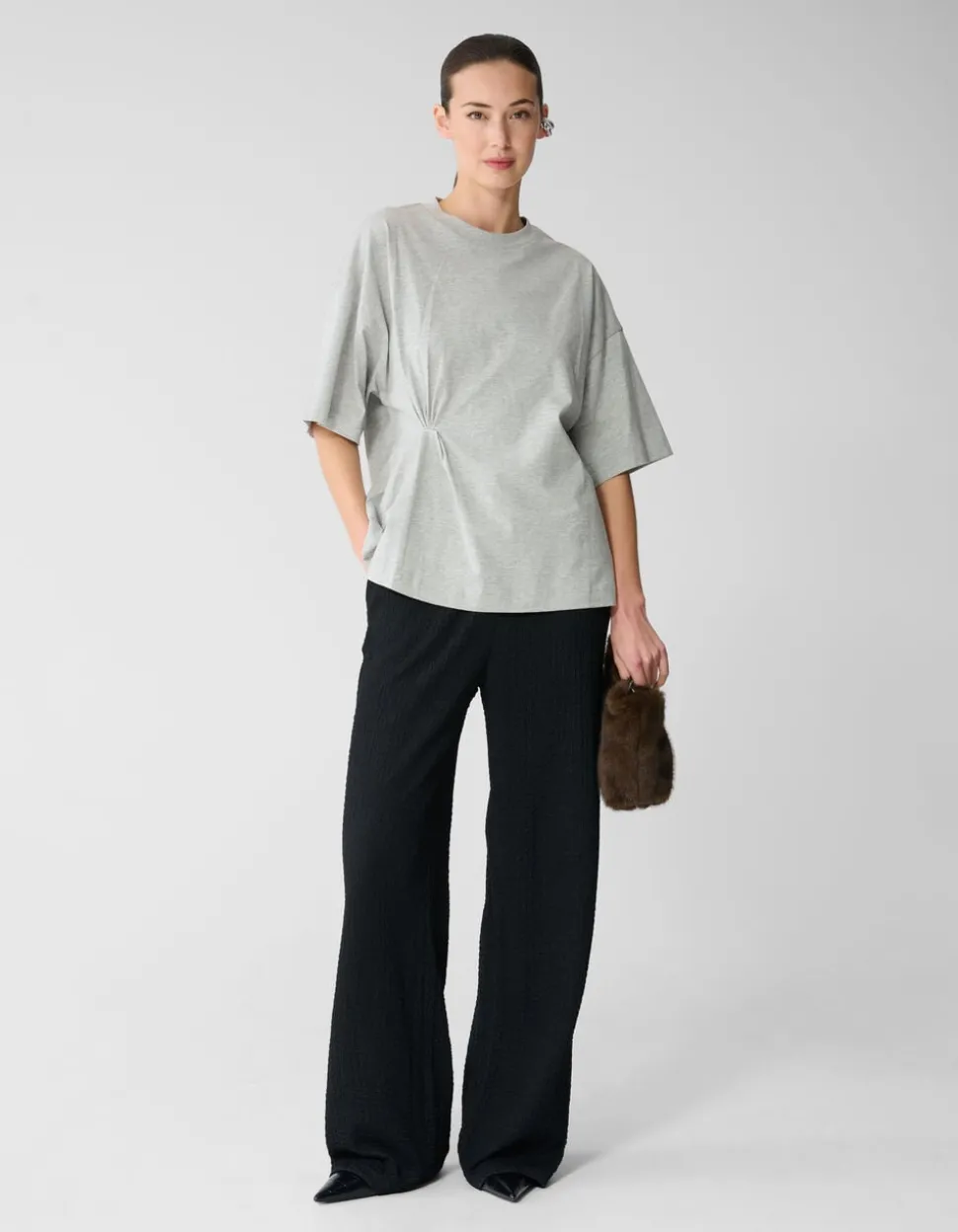Crinkle Wide Leg Fit Broek Zwart