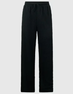 Crinkle Wide Leg Fit Broek Zwart