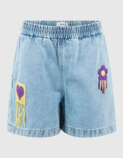 Crochet Denim Short Blauw