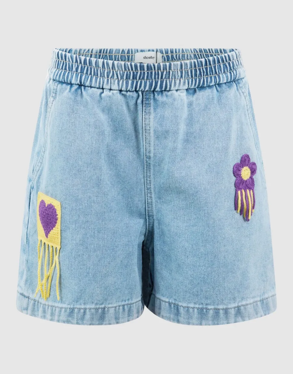 Crochet Denim Short Blauw