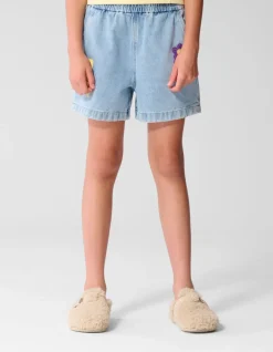 Crochet Denim Short Blauw