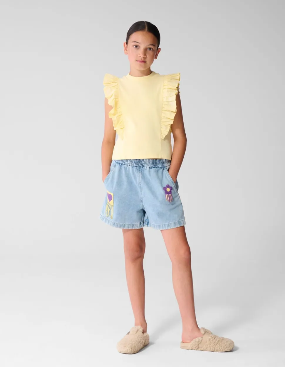 Crochet Denim Short Blauw