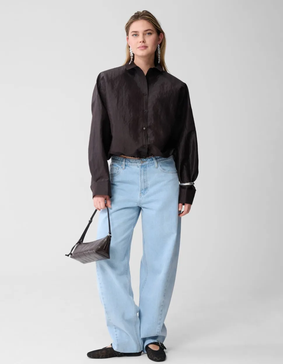 Croco Blouse Donkerbruin