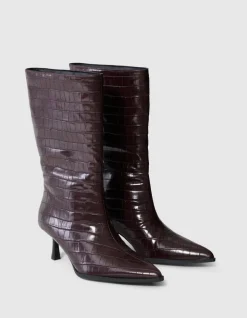 Croco Lak Laarzen Donkerbruin