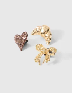 Croissant Broche Set Bruin/Goud
