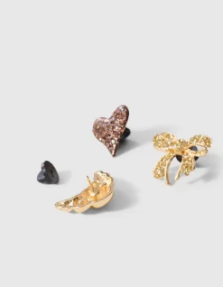 Croissant Broche Set Bruin/Goud