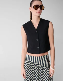 Cropped Gilet Zwart By Lonneke