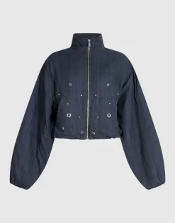 Cropped Ruiten Bomber Donkerblauw